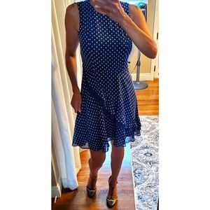 Sleeveless Polkadot Dress 👗 Blue and White